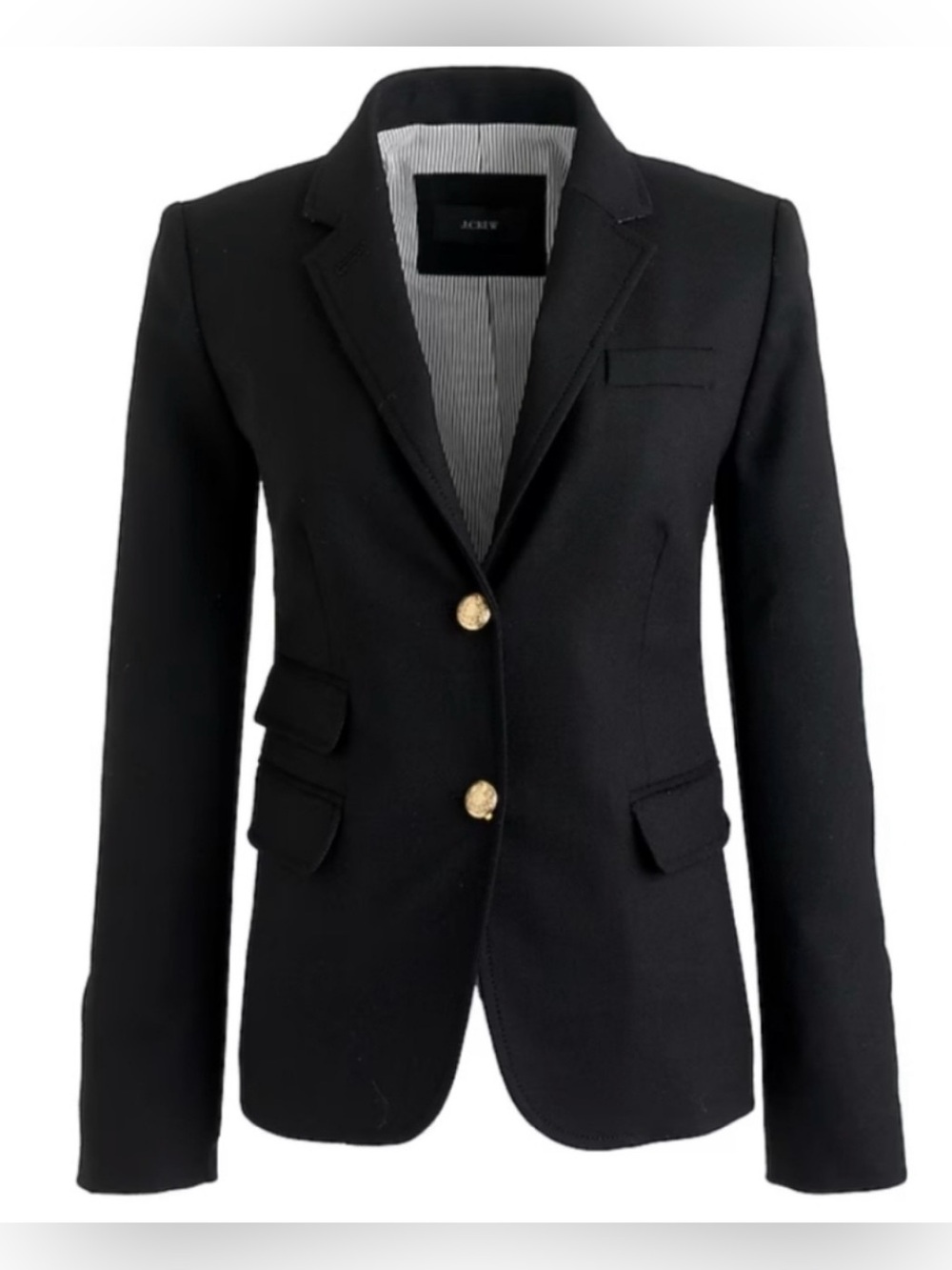 J.Crew Schoolboy Blazer Black Wool with Gold Crest Buttons Size 6